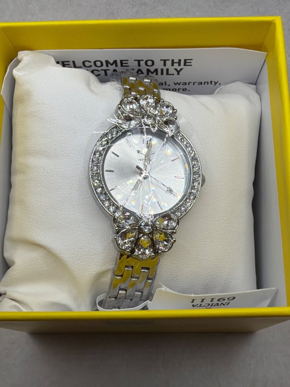 Invicta Womens Silver-Tone Watch W/ Crystal Accents & Box